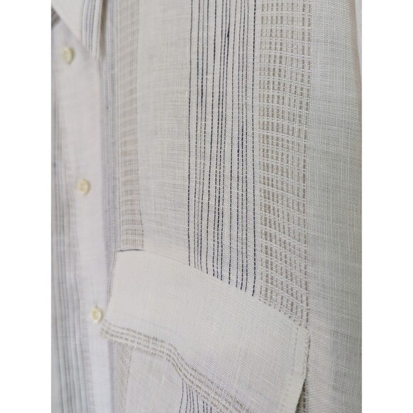 Rick Pallack L/S Button Shirt Mens Large Beige Linen Made in Italy Luxury - Picture 2 of 6